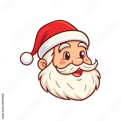 Image of a smiling Santa Claus head wearing a red Christmas hat