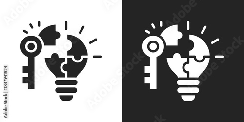 Problem Solving Icon In Black And White Glyph Style