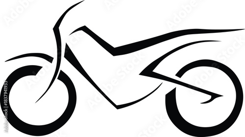 Stylized black and white motorcycle outline