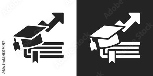 Higher Education Icon In Black And White Glyph Style