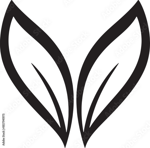 Two stylized black leaves on a white background leaf