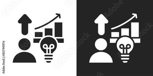 Business Intelligence Icon In Black And White Glyph Style