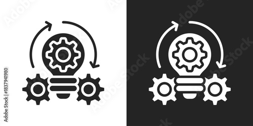 Implementation Icon In Black And White Glyph Style