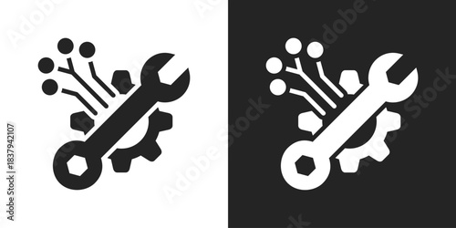Service Icon In Black And White Glyph Style
