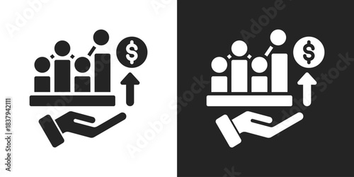 Incremental Icon In Black And White Glyph Style