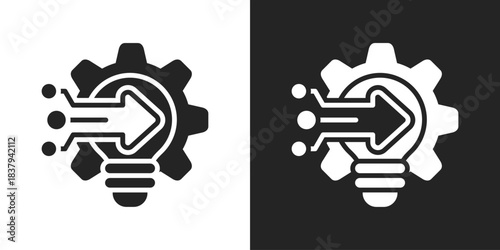 Integration Icon In Black And White Glyph Style