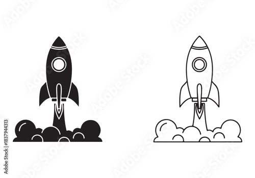 Rocket icon set. business start up symbol. rocket launching sign. vector silhouette