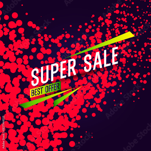 A banner for the sale of goods and services. An advertising poster for the store. Beautiful stylish background in a modern style with simple geometric elements and shapes. A template for placing text.