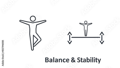 Balance and stability icons illustrating equilibrium and strength for conceptual use