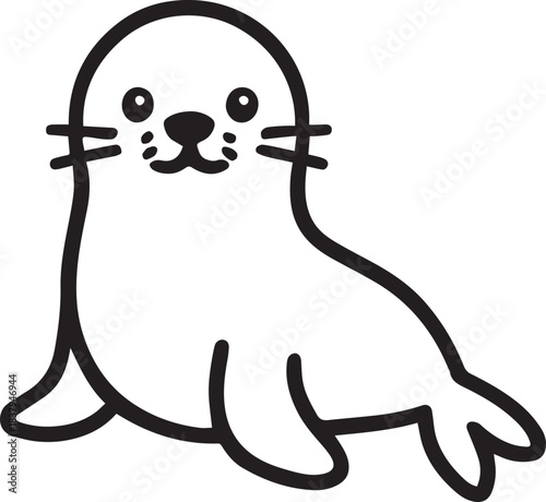 An adorable illustration of a cute seal, showcasing the charm of a marine mammal. This playful depiction would captivate with its simplicity and heartwarming character.