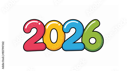 Colorful 2026: An illustration showcases the year 2026, where vibrant colors bring to life a sense of joy and anticipation.