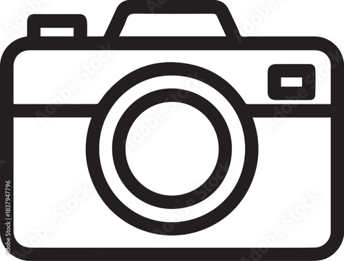 A black and white image of a camera. Perfect for a photography website, graphic design projects, or educational resources.