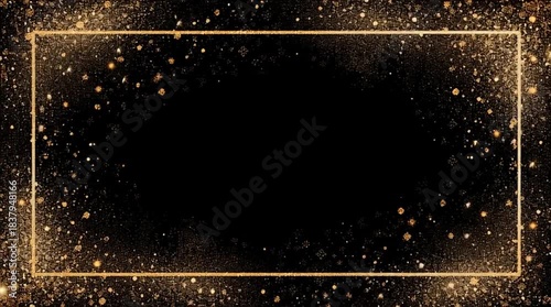 Black Background with Gold Glitter Frame