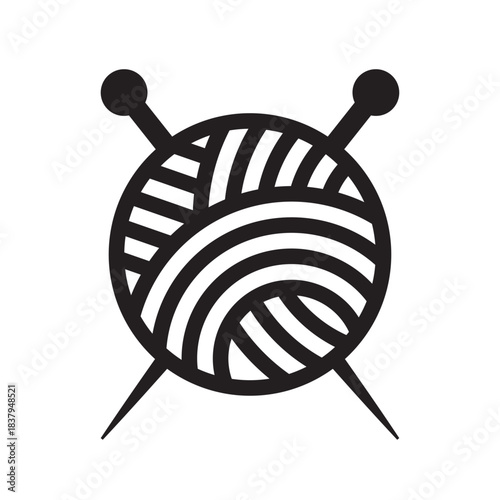 🧶 Yarn Ball and Crossed Knitting Needles Icon Vector