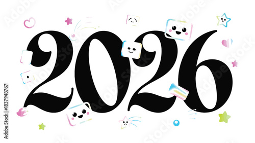 Vision of the Future: An optimistic vision of 2026, where a futuristic numeral design and bright colors represent optimism and innovation. A visual representation of a hopeful future.