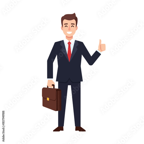 Professional businessman showing success with a positive thumbs up gesture, representing achievement and confidence in his career path and future opportunities