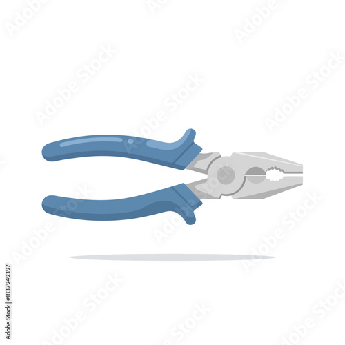 A pair of pliers with blue handles, isolated on a white background, ready for DIY projects or professional repairs