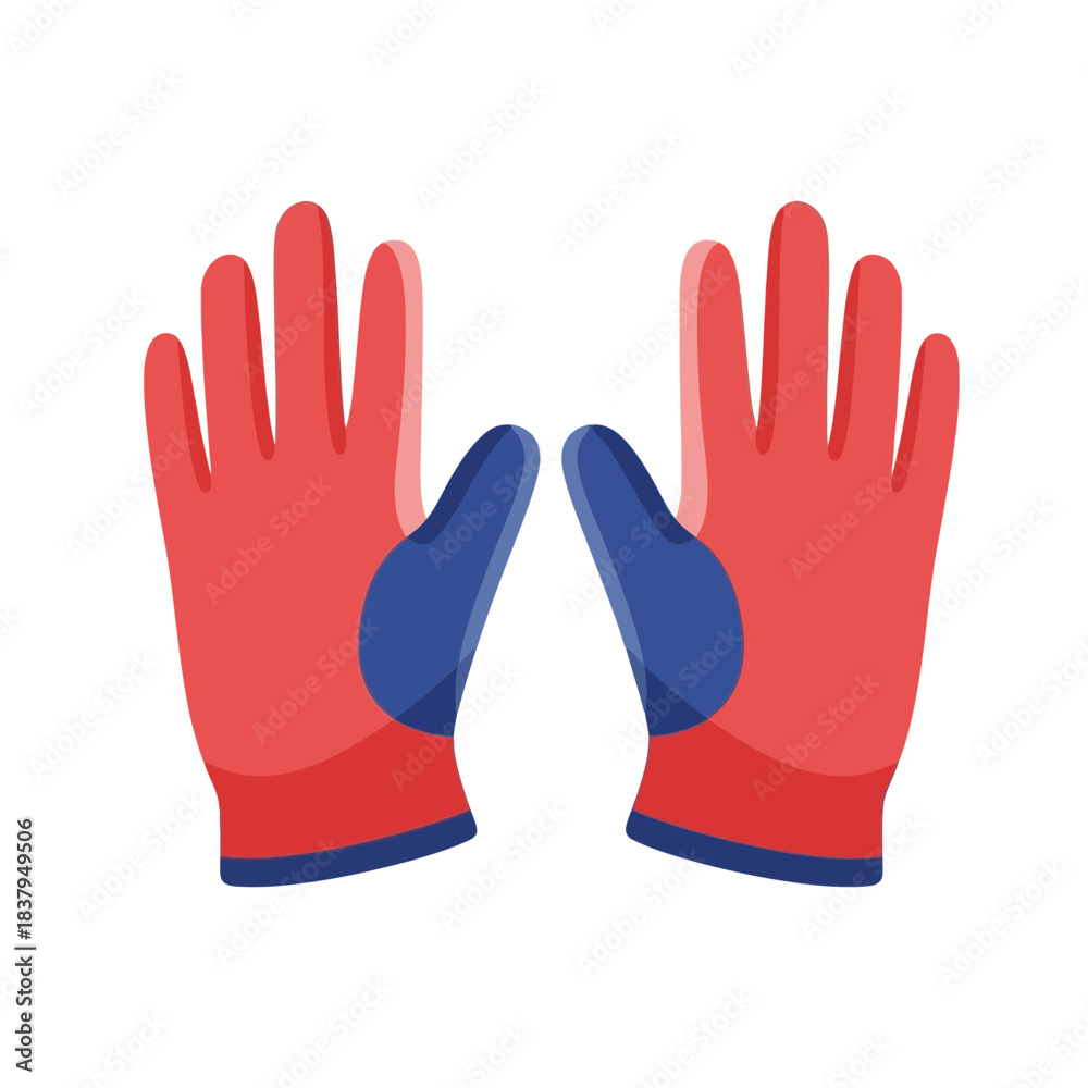 Obraz premium Pair of Red and Blue Gardening Gloves Isolated on White Background, Ready for Outdoor Activities