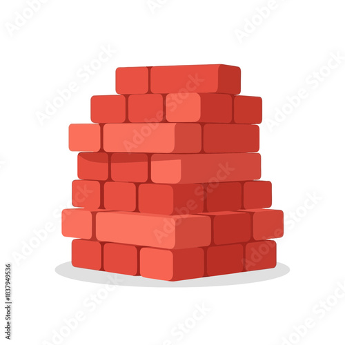 A stack of red bricks, commonly used in construction, illustration of building materials