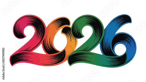 2026: A vibrant and colorful illustration of the number 2026, showcasing a stylized design with a gradient of colors, perfect for themes related to future events and planning.