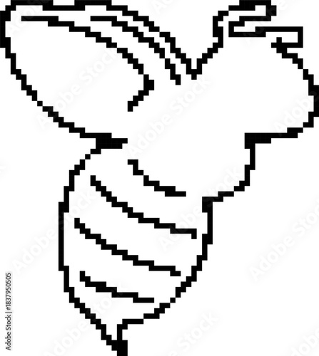 Bee 8-bit pixel icon. Vector illustration.