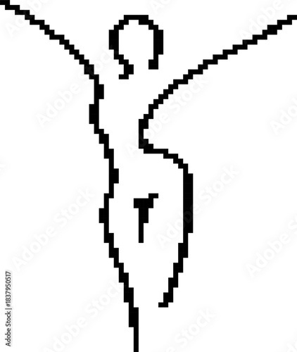 Body girl 8-bit pixel icon. Vector illustration.