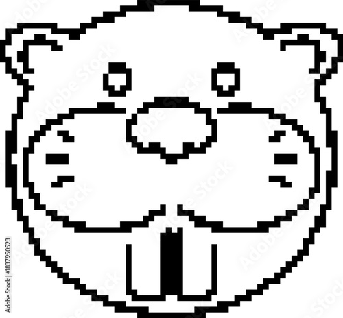 Beaver 8-bit pixel icon. Vector illustration.
