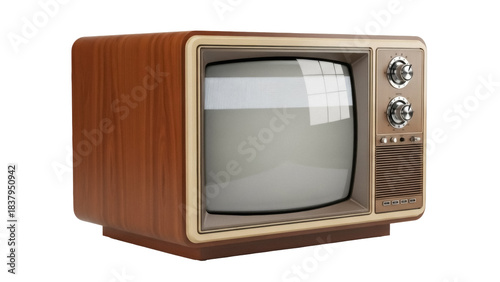 Φωτογραφία Isolated vintage television set from 1960s featuring analog controls and wood gr