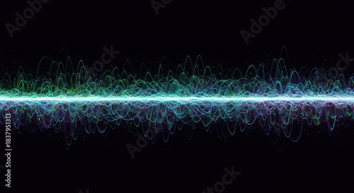 Abstract digital sound wave illustration on black background audio visualizer concept data stream