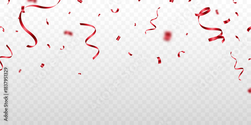 Beautiful red confetti pattern background with zigzag lines for celebration. Festive decoration vector illustration.