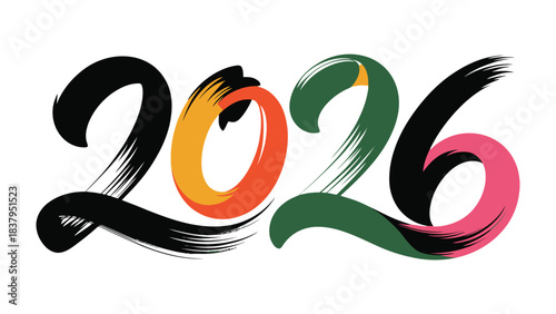 New Year Vision: A vibrant artistic depiction of the year 2026, rendered in bold brushstrokes and a spectrum of lively colors, heralding a future filled with promise and optimism.