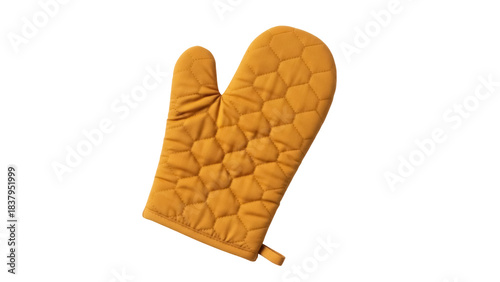 Foto Isolated oven mitt in golden hue, designed for heat protection while cooking at