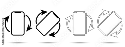 Rotate smartphone icon. Rotate smartphone icon on a white background, isolated. The icon has three uses in applications and websites. Vector illustration. Rotate smartphone icon on a white background.
