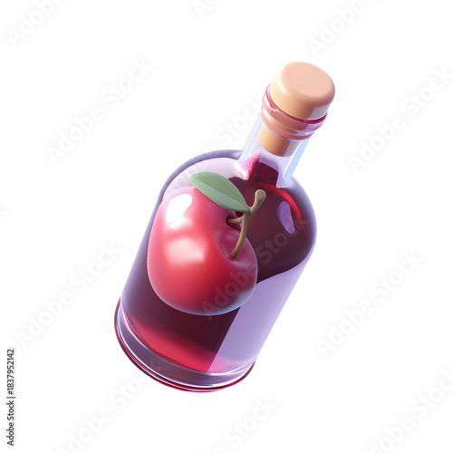 3d bottle of red cordial icon symbolizing sweetness celebration and festive drinks
