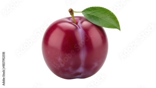 Konstfotografi Isolated plum with leaf healthy natural ingredient for vegetarian or vegan snack