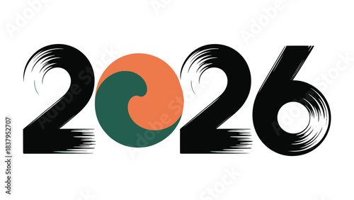 2026: A visual representation of the year 2026, rendered with an artistic flair. The design features bold, sweeping brushstrokes that give a dynamic, modern feel to the numerals.