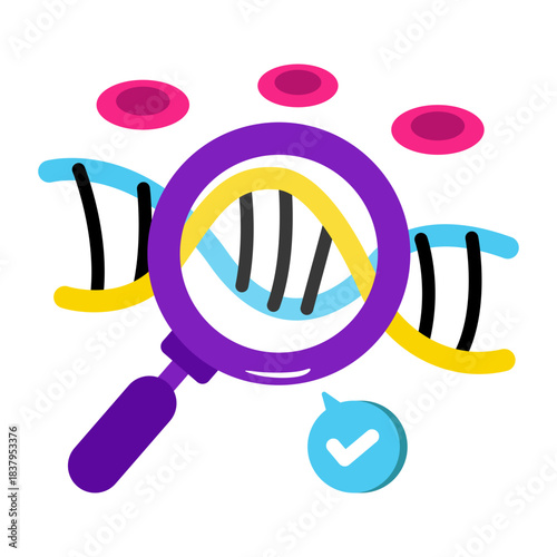 DNa analysis icon in flat design