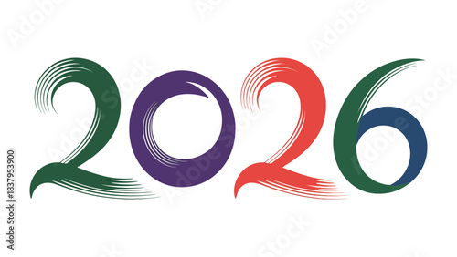 Looking Ahead to 2026: A vibrant and modern design showcasing the year 2026, where each number is brought to life with unique color and artistic flair, representing optimism and vision for the future.
