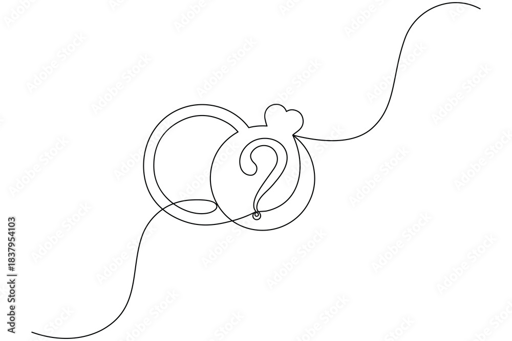 Obraz premium Modern minimalist continuous line question mark with heart elements 