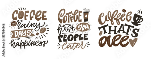 Funny hand drawn doodle lettering quote about coffee . Lettering for t-shirt design, mug print, bag print, clothes fashion. 100% hand drawn vector image.