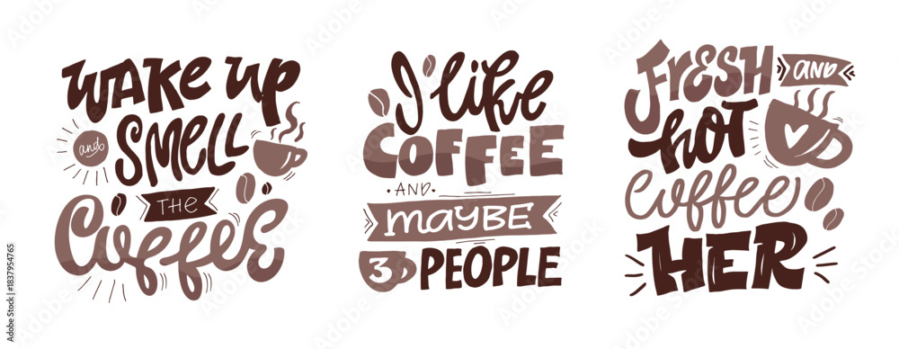 Fototapeta premium Funny hand drawn doodle lettering quote about coffee . Lettering for t-shirt design, mug print, bag print, clothes fashion. 100% hand drawn vector image.