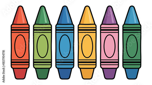 Colorful Crayons: A vibrant array of crayons, each in its own unique hue, stands tall, ready to transform blank canvases into worlds of imagination.