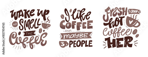 Funny hand drawn doodle lettering quote about coffee . Lettering for t-shirt design, mug print, bag print, clothes fashion. 100% hand drawn vector image.