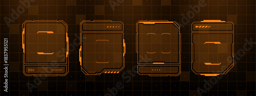 Hud vector graphic elements set. Future user interface for app, game, dashboard element. Digital display technology. Screen concept.