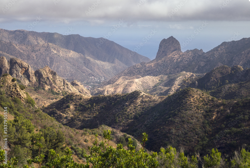 Fototapeta premium Explore the Rugged Beauty of La Gomera in the Canary Islands at Dawn, Spain