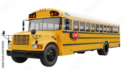 Fotografie Isolated yellow school bus on a neutral backdrop for educational materials and t