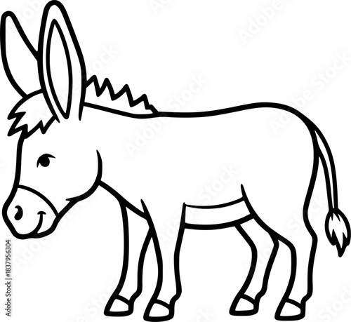 Cute cartoon donkey outline for kids coloring pages and crafts

