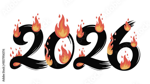 Year of Inferno: A visual representation of the year 2026 engulfed in flames, symbolizing a period of intense challenge, environmental issues, or significant global change.