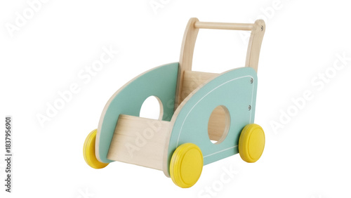 Фотография Isolated baby walker toy for children learning to walk, early education and acti