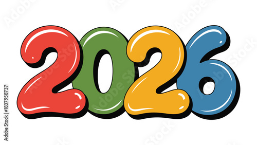 New Year Vision 2026: An illustration showcases the vibrant year 2026. The vivid figures offer a look into the future, a moment of anticipation and planning.